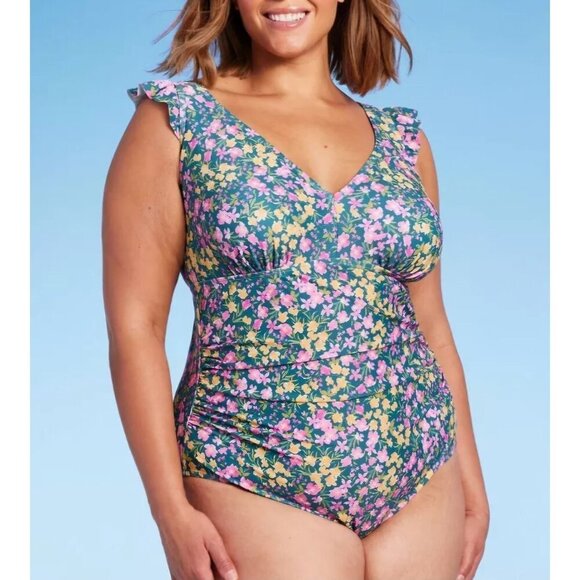 Kona Sol High Coverage Multicolored One Piece Women's Swimsuit Size S - Picture 7 of 11